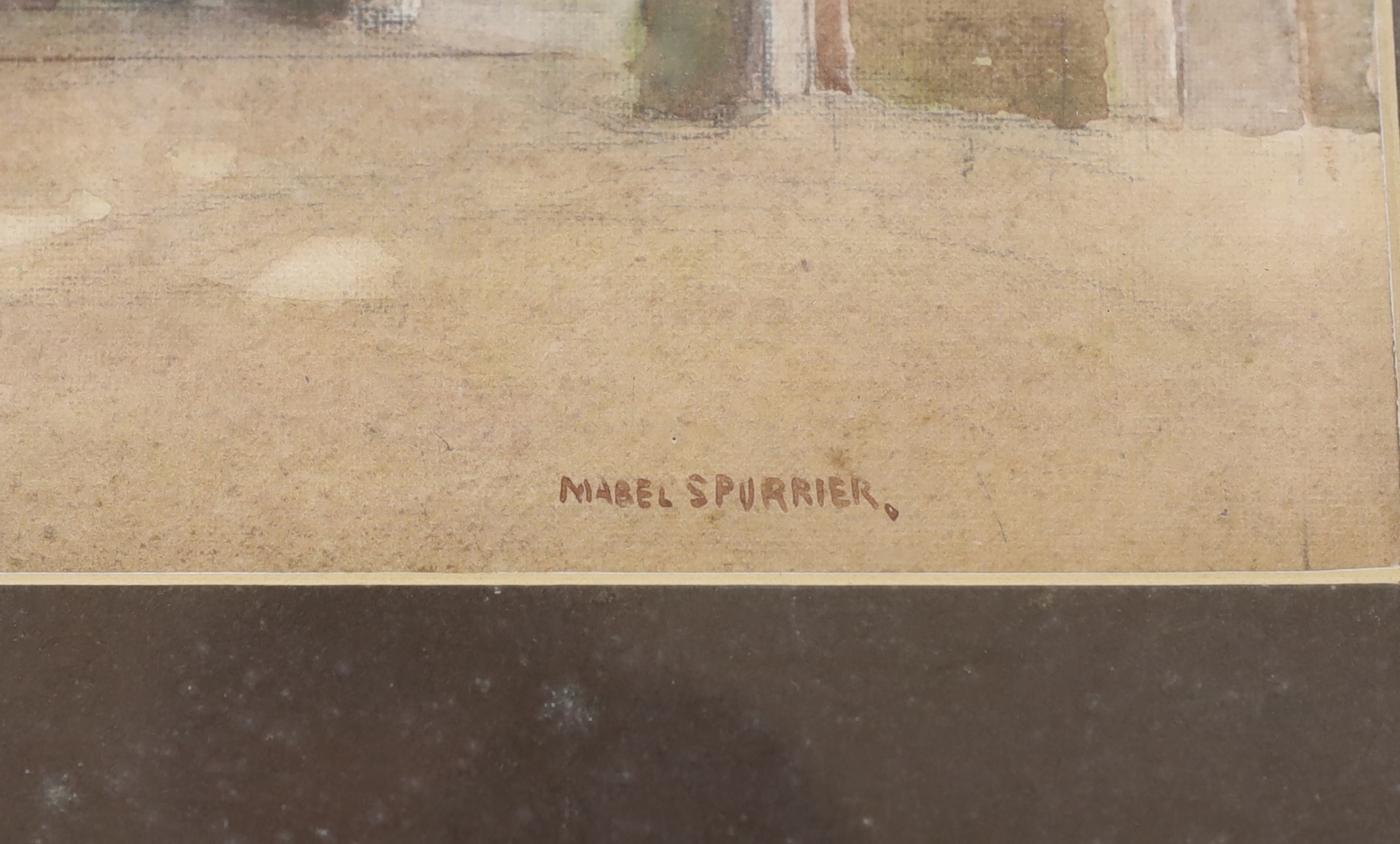 Mabel Annie Spurrier (fl.1920-1940), watercolour, Cambridge street scene, signed, 30 x 44cm